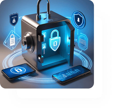 Security illustration with safe